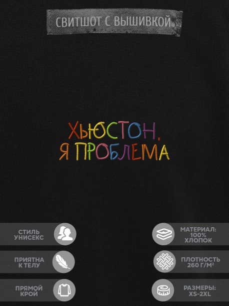 Свитшот "хьюстон, я проблема" 