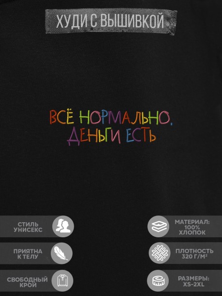 Худи "всё нормально, деньги есть" 