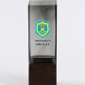 Интерьерная ваза из дымчатого стекла с надписью "Храбрый офицер" - Интерьерная ваза из дымчатого стекла с надписью "Храбрый офицер"