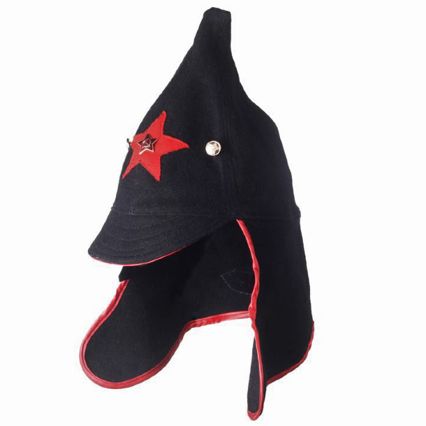 Военный головной убор «Буденовка» чёрный со звездой 