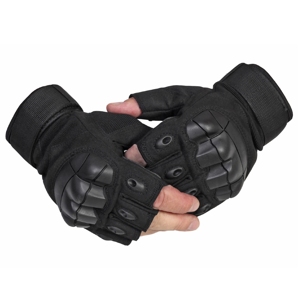 Тактические перчатки без пальцев черные   в СПб
