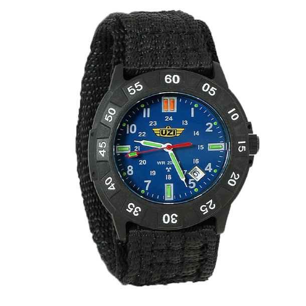 Часы наручные тактические Protector Tritium Watch UZI (Black/Blue) 