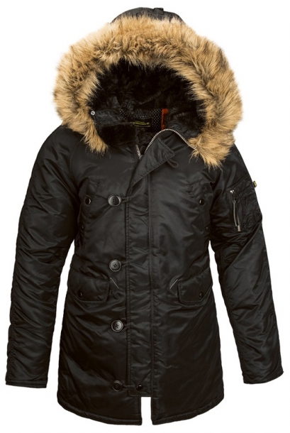 Женская куртка-аляска Alpha Industries N-3B W Parka Black (с натуральным мехом) 