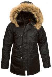 Женская куртка-аляска Alpha Industries N-3B W Parka Black (с натуральным мехом)