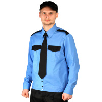 Рубашка охранника на резинке голубая с чёрным