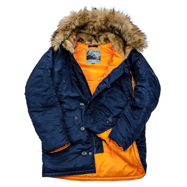 Куртка аляска мужская с натуральным мехом Husky Nord Denali (rep.blue/orange) 