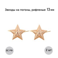Звезда 13 мм золотая рифленая, 2 шт.