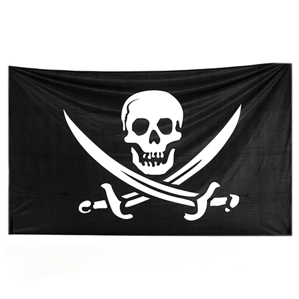 Чёрный флаг с черепом и саблями 