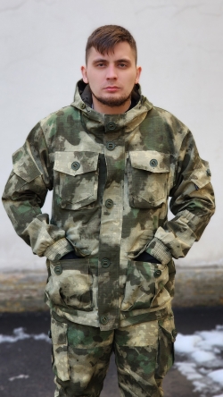 Камуфляжный мужской костюм на флисе, рип-стоп, зеленый кмф