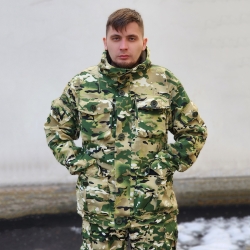 Камуфляжный костюм на флисе, рип-стоп, зеленый камуфляж
